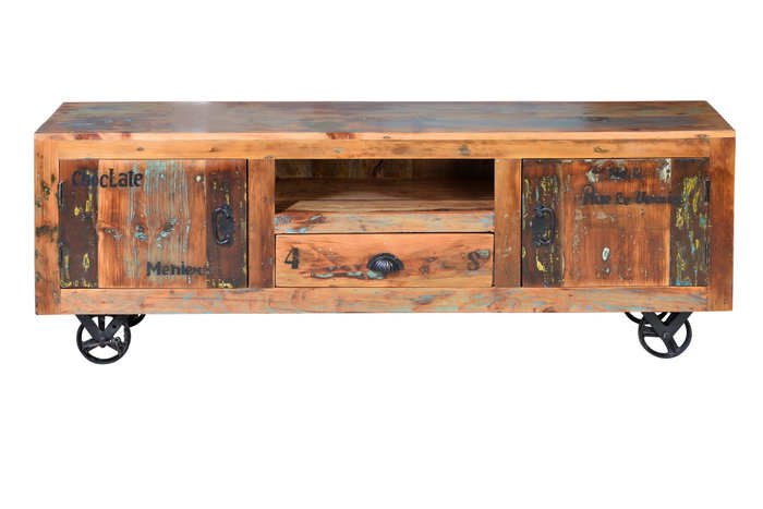 GINER Y COLOMER Meuble TV multicolore en bois recyclé